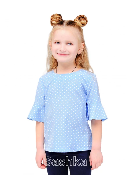 Блуза прямого покрою для дівчинки блакитна